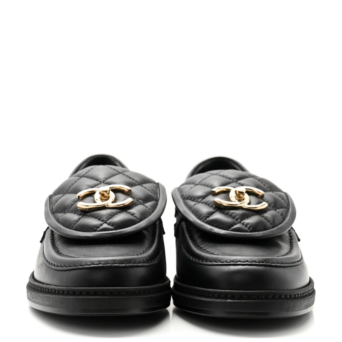 Lambskin Quilted CC Turnlock Loafers 37 Black