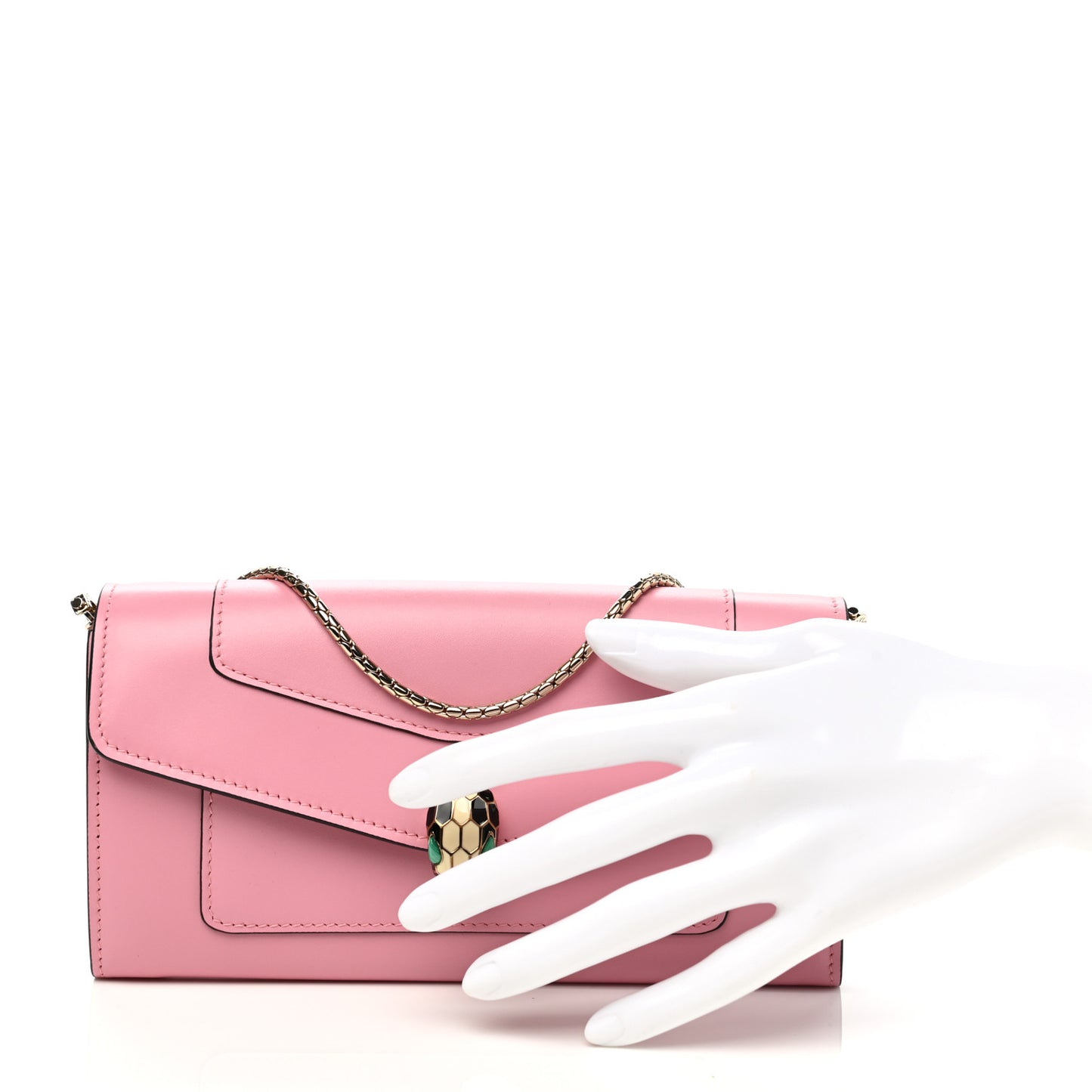 Calfskin Serpenti Forever Chain Wallet Flamingo Topaz