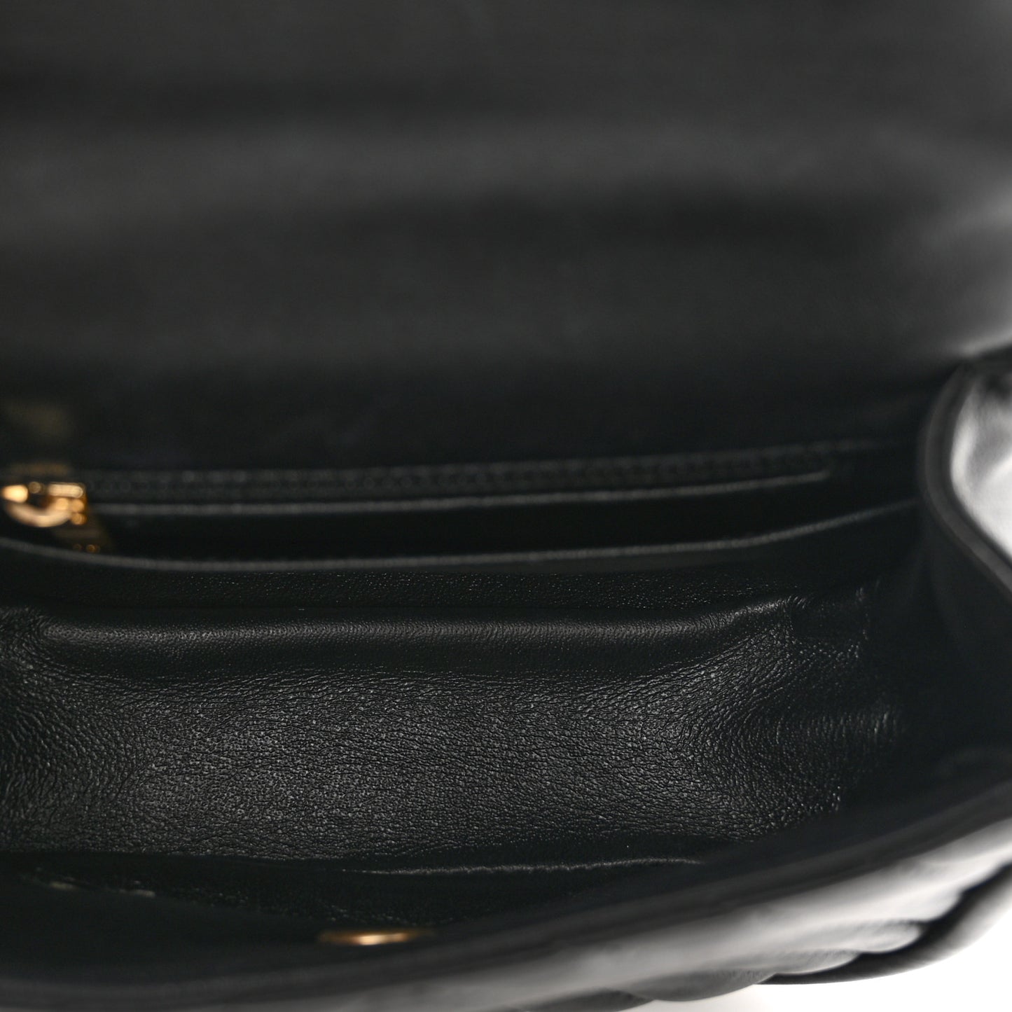 Lambskin Reverse Chevron Quilted Mini Round Top Handle Flap Black