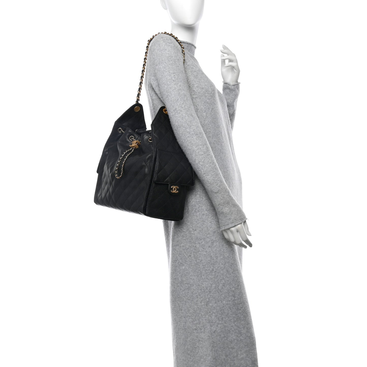 Caviar Quilted Medium Chanel 25 Handbag Black