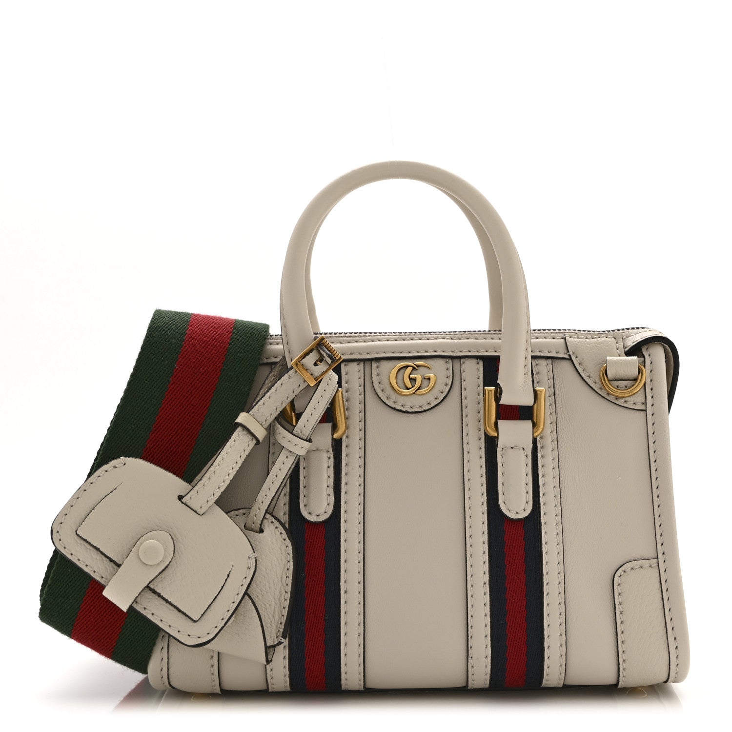 Gucci Koi Calfskin Web Mini Bauletto Duffle Top Handle Bag Mystic
