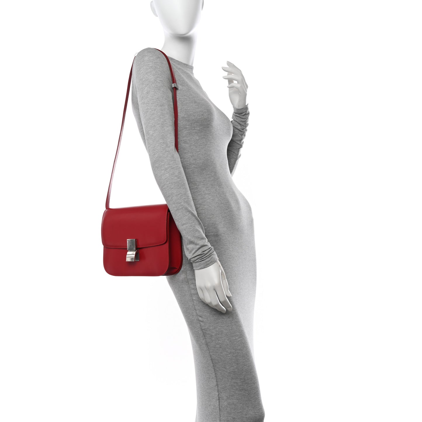 Box Calfskin Medium Classic Box Flap Bag Red