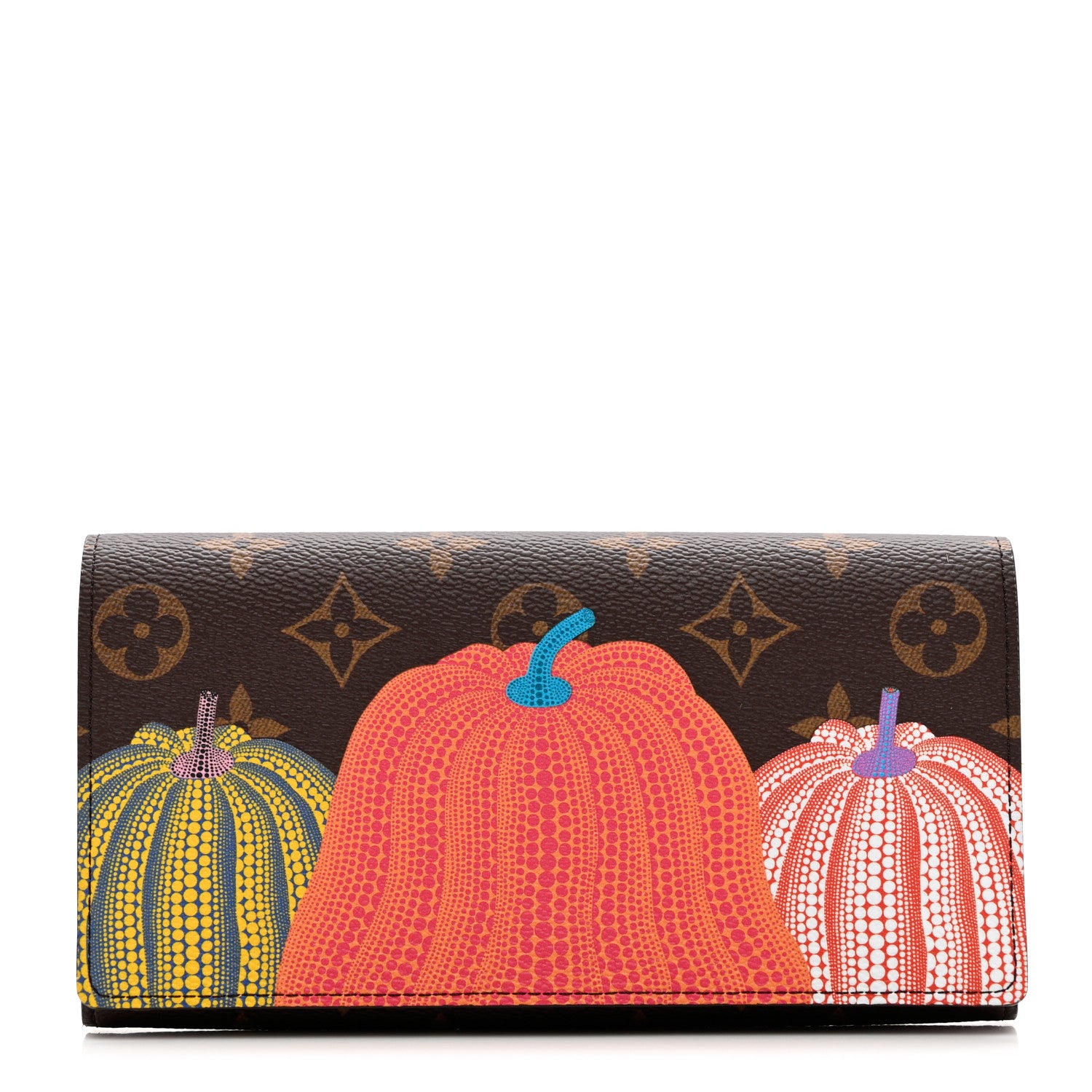 Louis Vuitton LV X YK Monogram Kusama Pumpkin Sarah Wallet 1242396