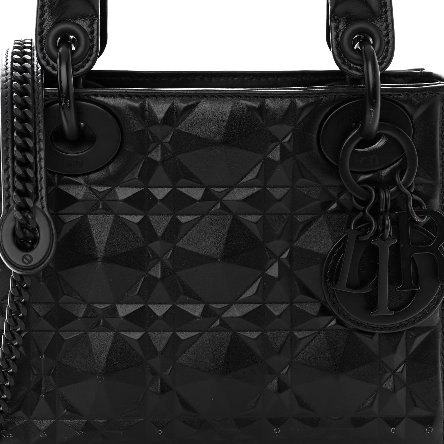 Calfskin Diamond Cannage Mini Lady Dior Black