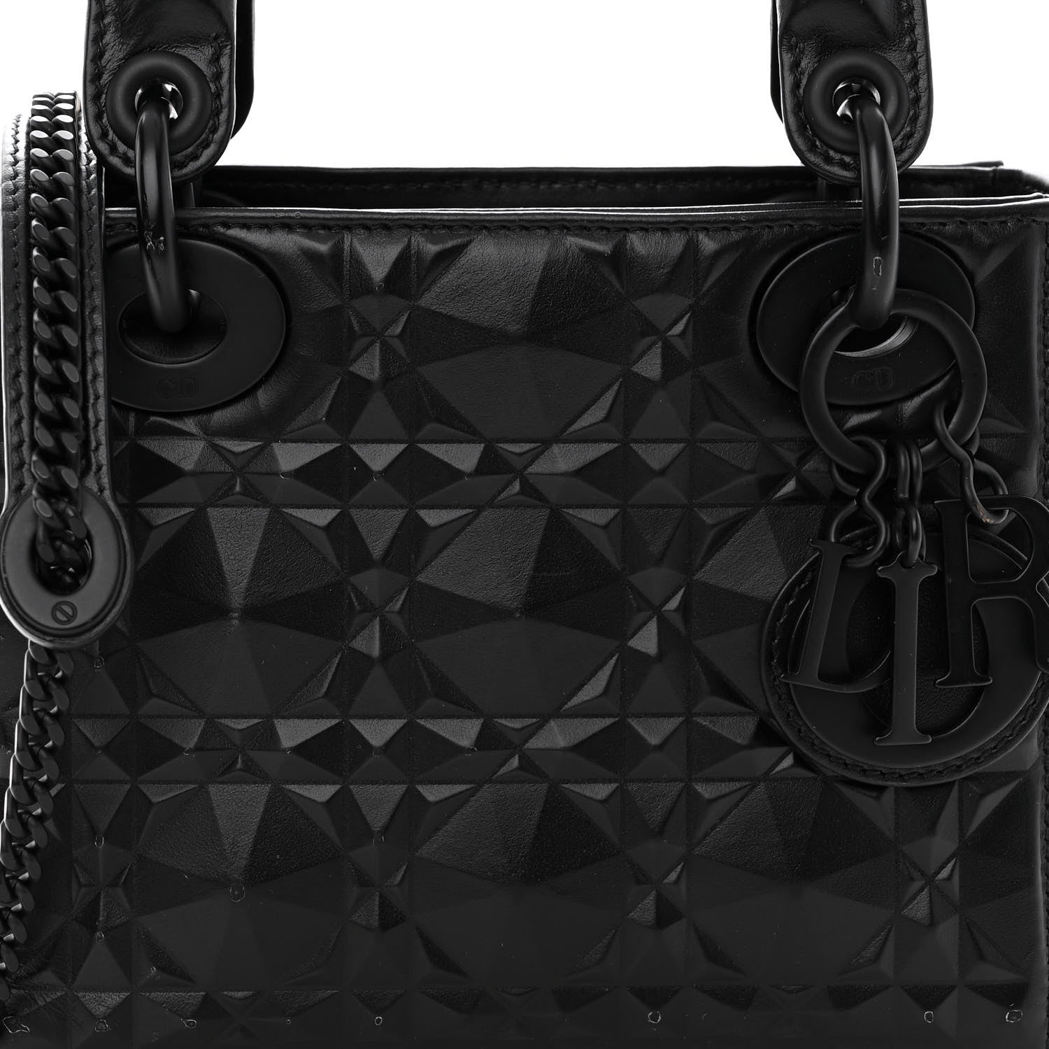 Christian Dior Calfskin Diamond Cannage Mini Lady Dior Black 7 of 11