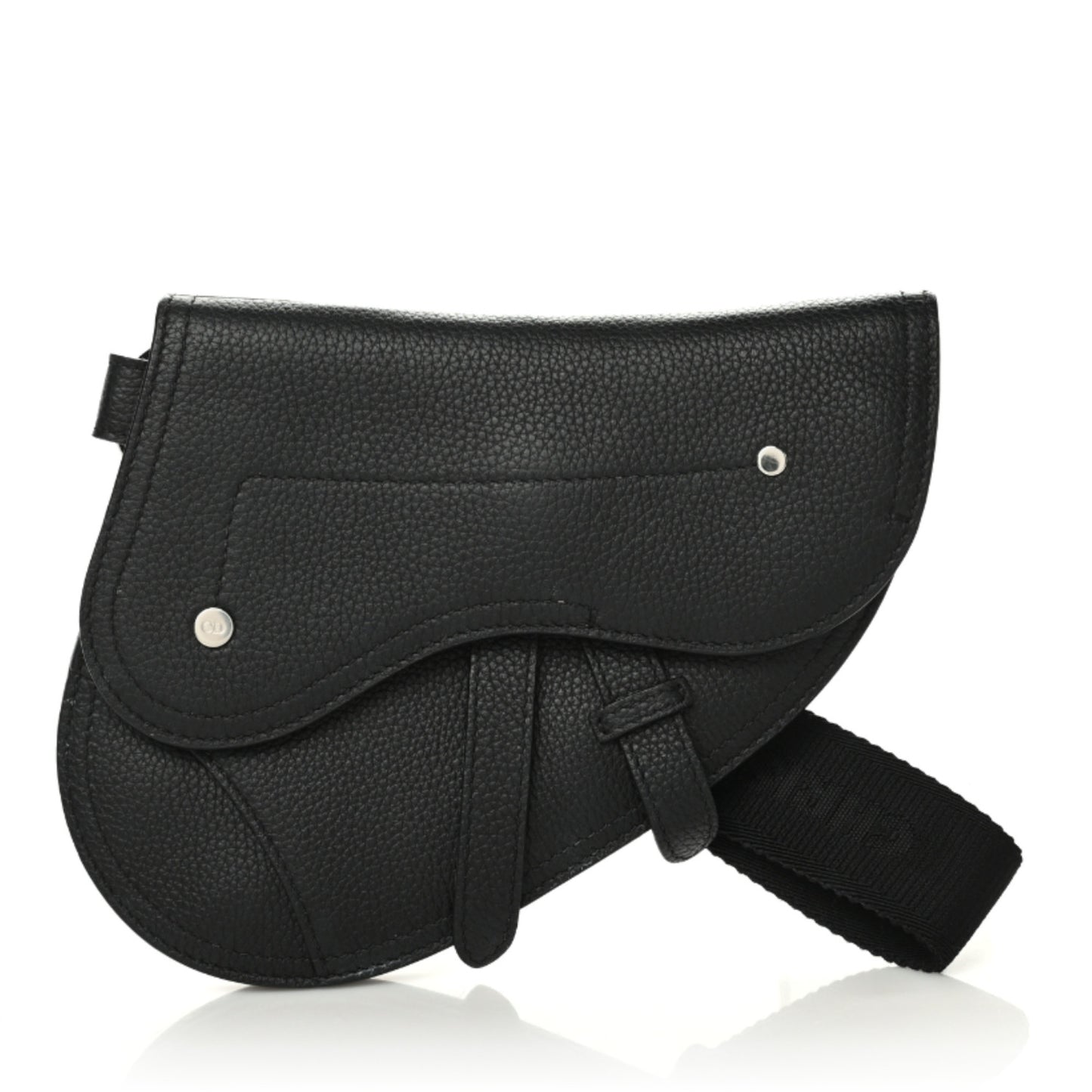 X KAWS Grained Calfskin Saddle Wristlet Black