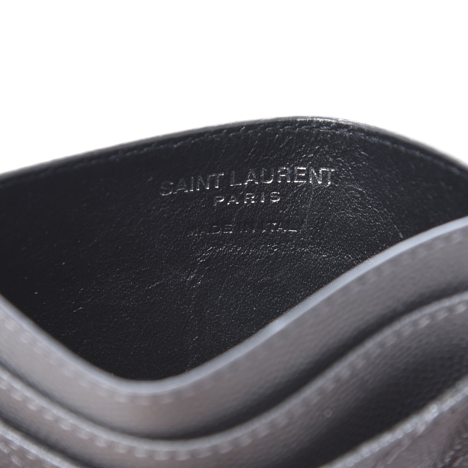 Saint Laurent Grain De Poudre Matelasse Chevron Monogram Credit Card Case Earth 6 of 9