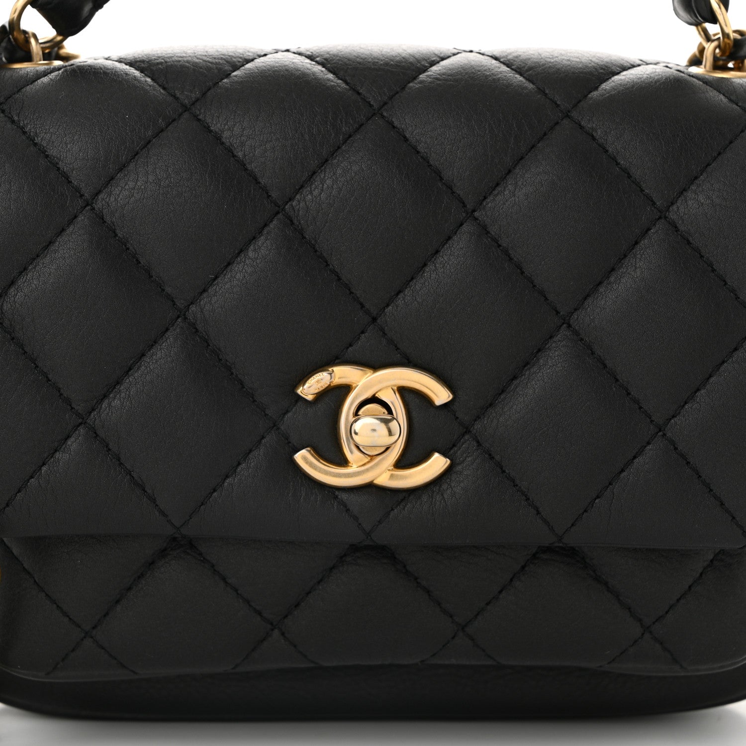 Chanel Calfskin Quilted Top Handle Flap Black 8 of 11