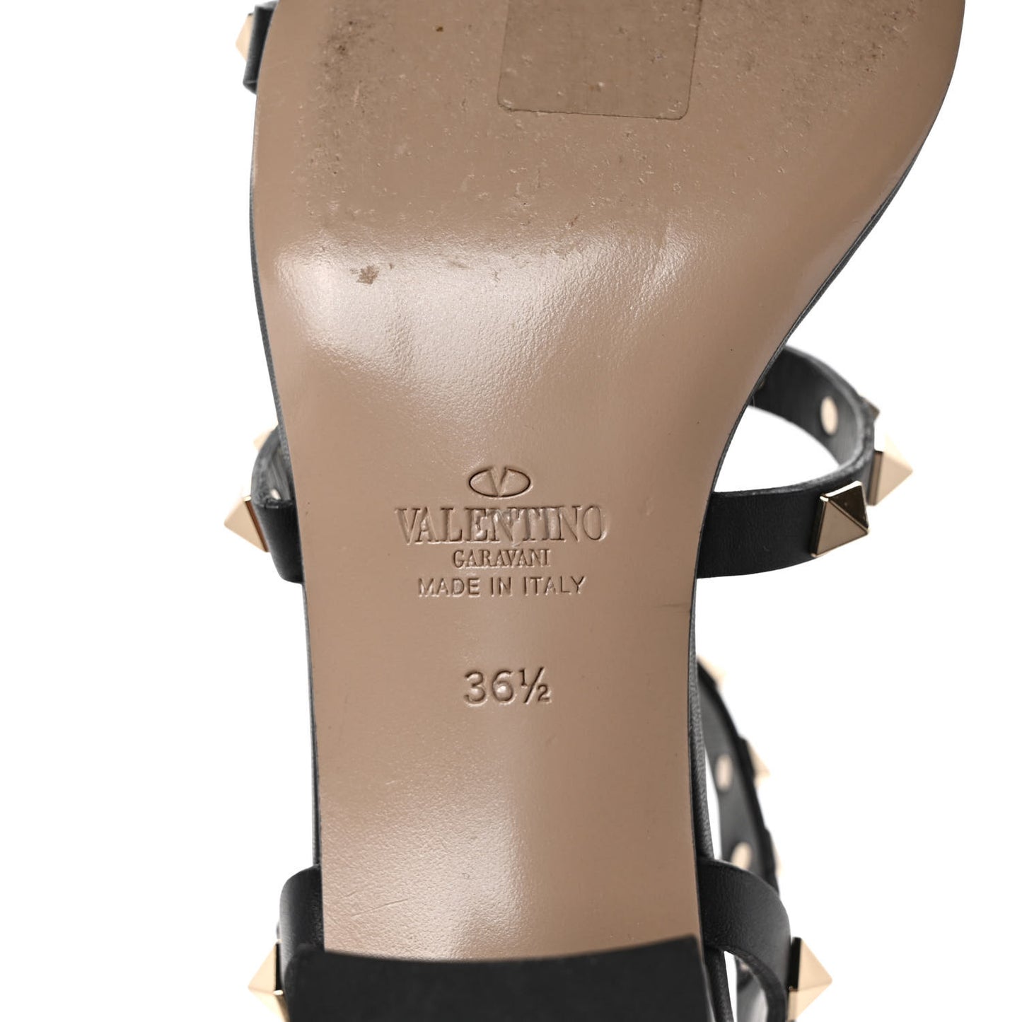 Calfskin Rockstud 60mm City Sandals 36.5 Black
