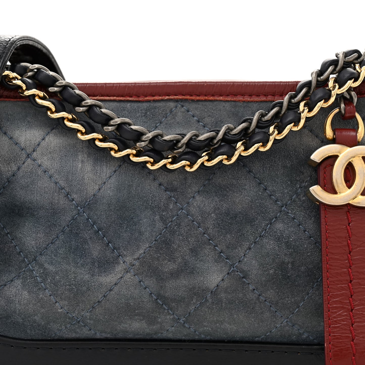 Suede Calfskin Quilted Small Gabrielle Hobo Blue