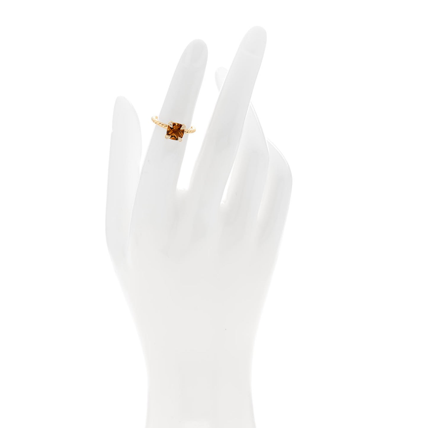 18K Yellow Gold Diamond Citrine 7mm Chatelaine Ring 46 3.75