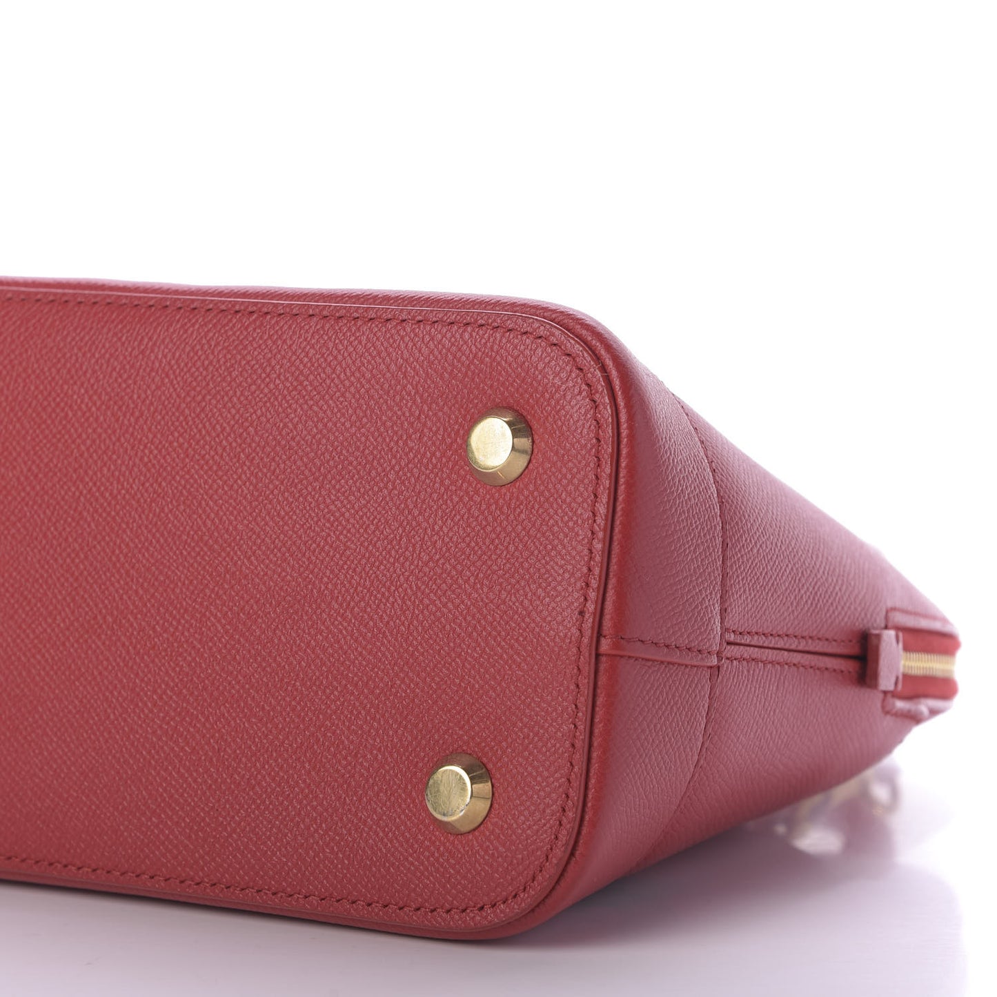 Signature Grained Calfskin Logo S Ville Top Handle Bag Rouge Lantern Black