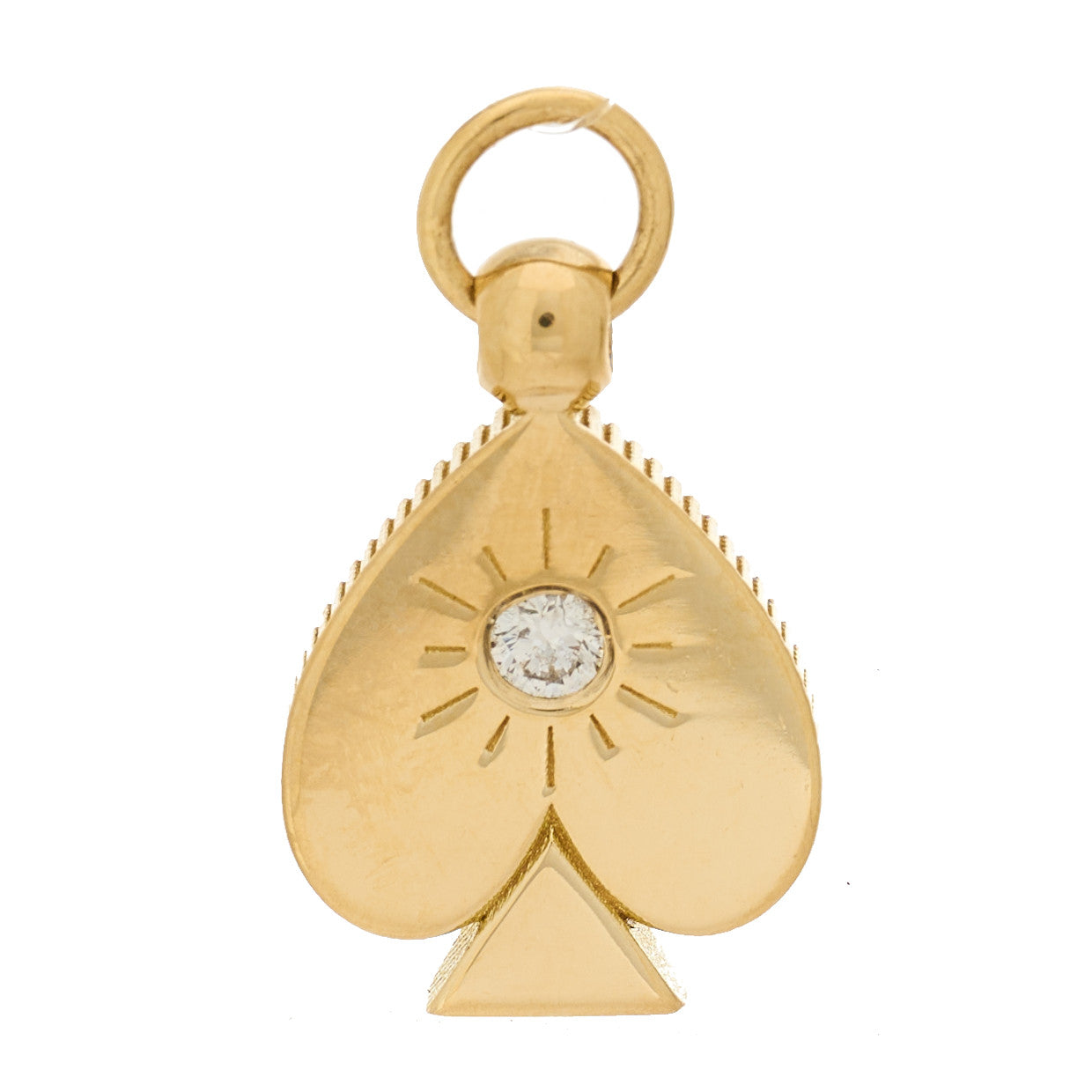 18K Yellow Gold Diamond Spade Mini Crest Pendant