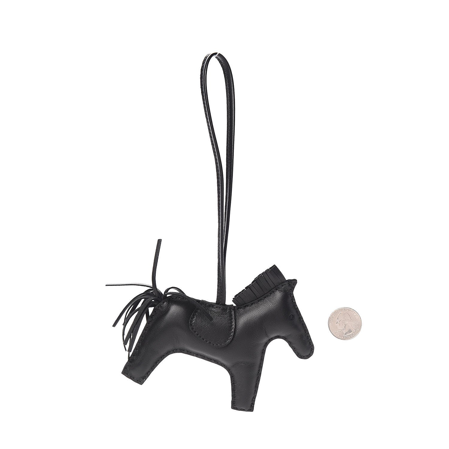 Hermes Milo Lambskin Grigri Rodeo Horse Bag Charm GM So Black 2 of 5
