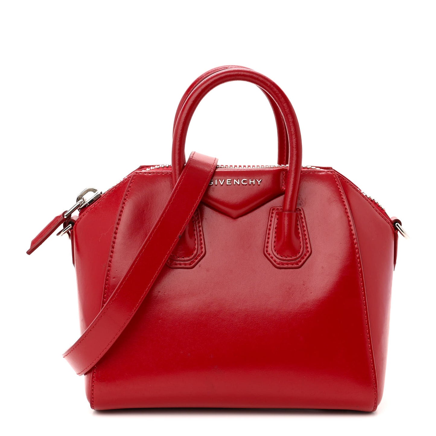 Shiny Lord Calfskin Mini Antigona Dark Red