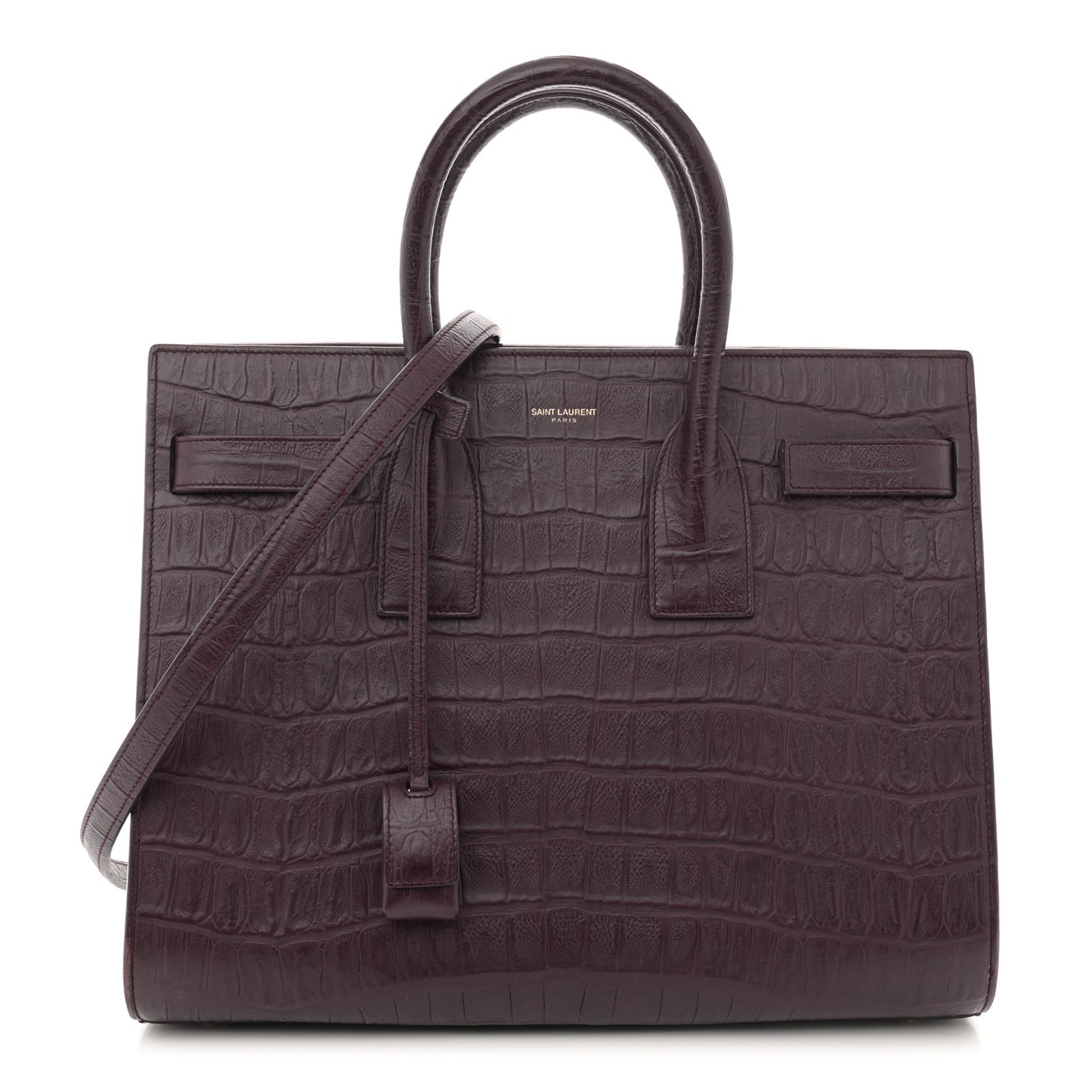 Calfskin Crocodile Embossed Small Sac de Jour Wine