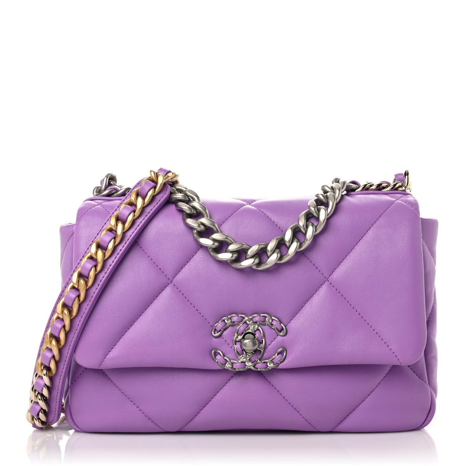 Chanel Lambskin Quilted Medium Chanel 19 Flap Light Purple 1130921