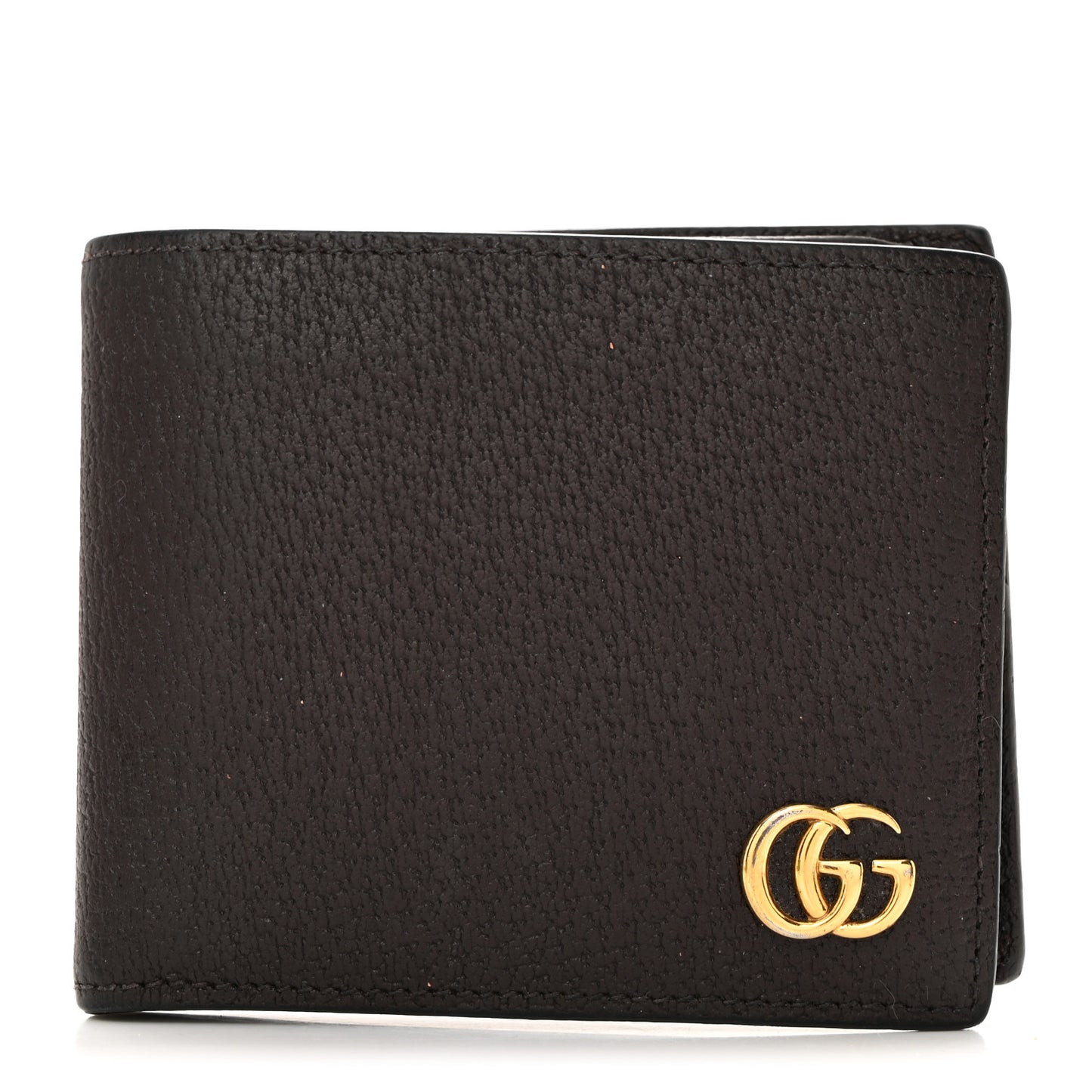 Calfskin Boar Effect GG Marmont Bi-Fold Wallet Brown