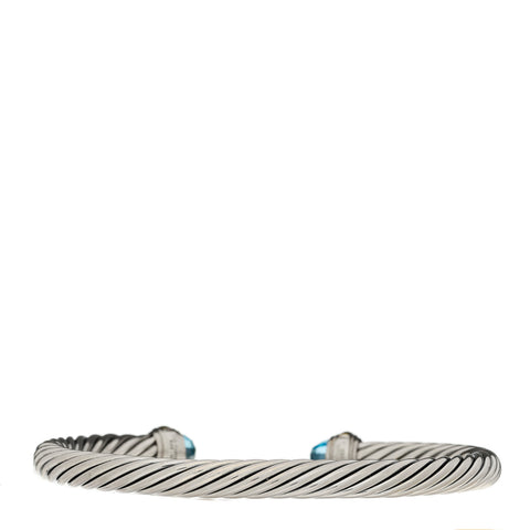 Sterling Silver 14K Yellow Gold Blue Topaz 7mm Cable Classics Bracelet