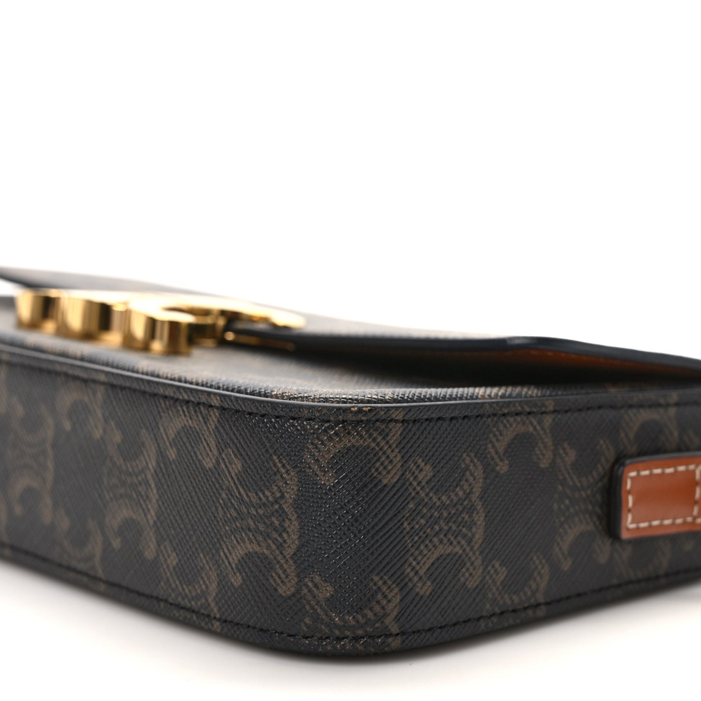 Canvas Calfskin Triomphe Shoulder Bag Tan