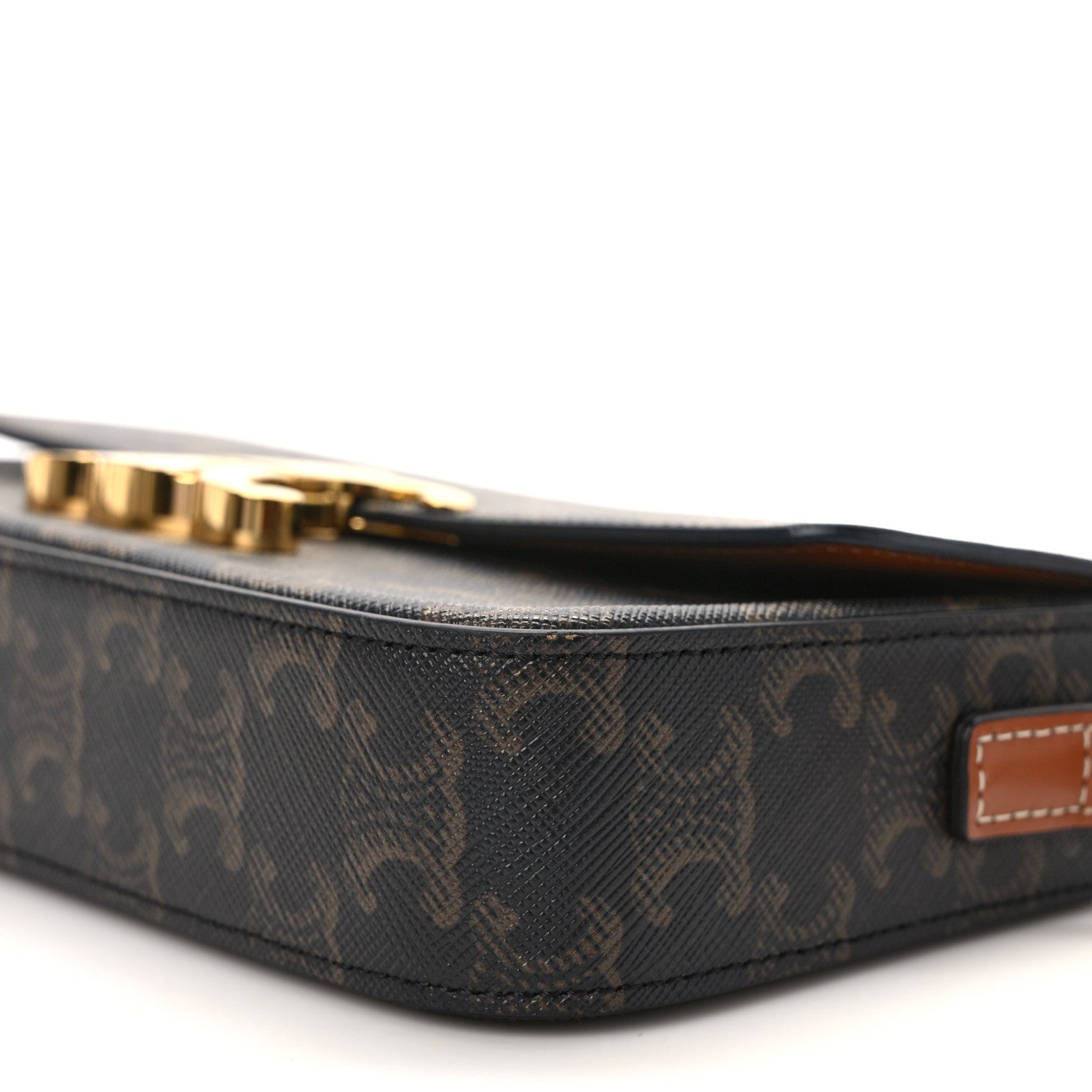 Celine Canvas Calfskin Triomphe Shoulder Bag Tan 9 of 9