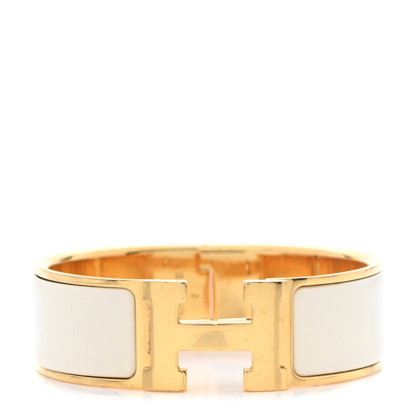 Enamel Wide Clic Clac H Bracelet GM White