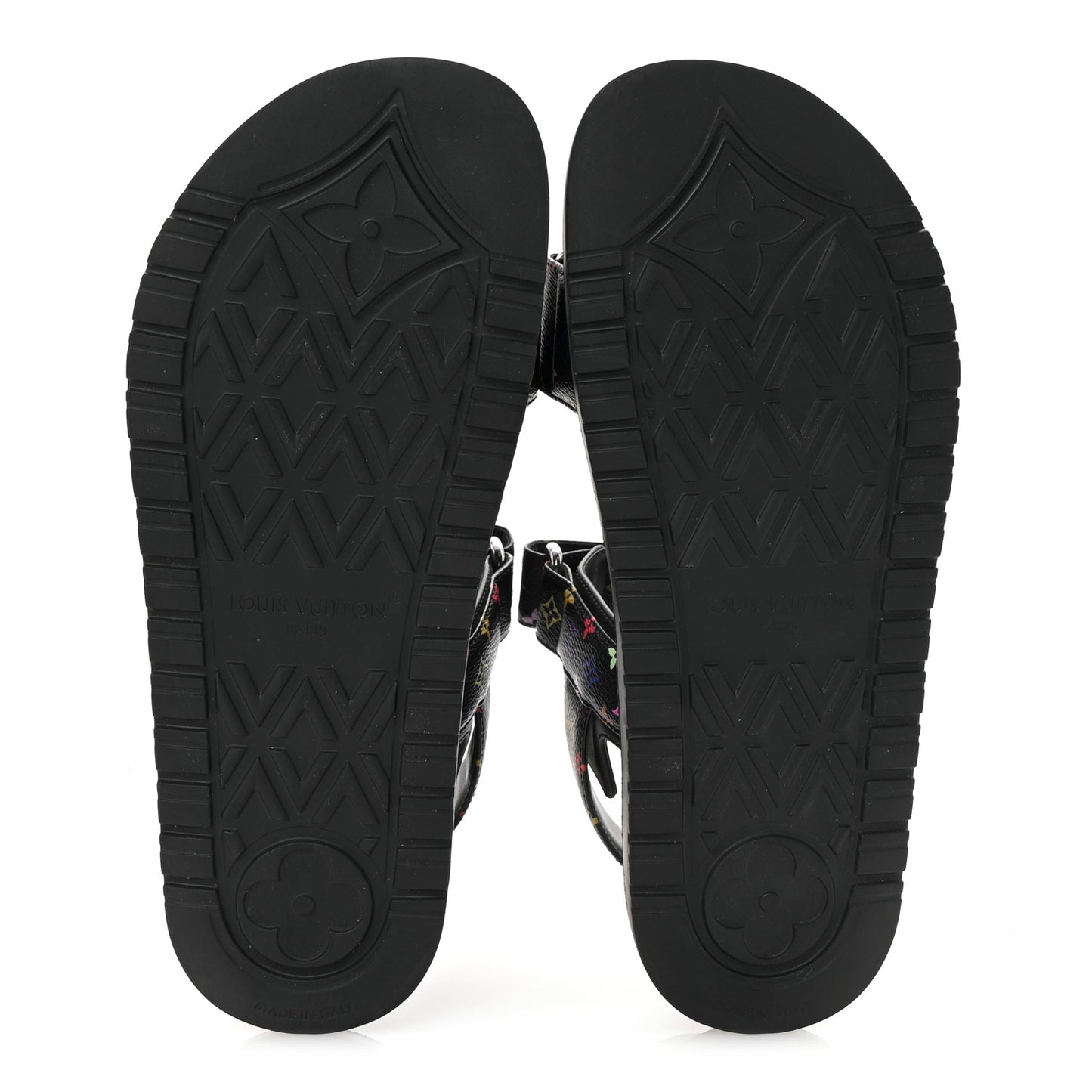 LV X TM Monogram Multicolor Sunset Flat Sandals 37.5 Black