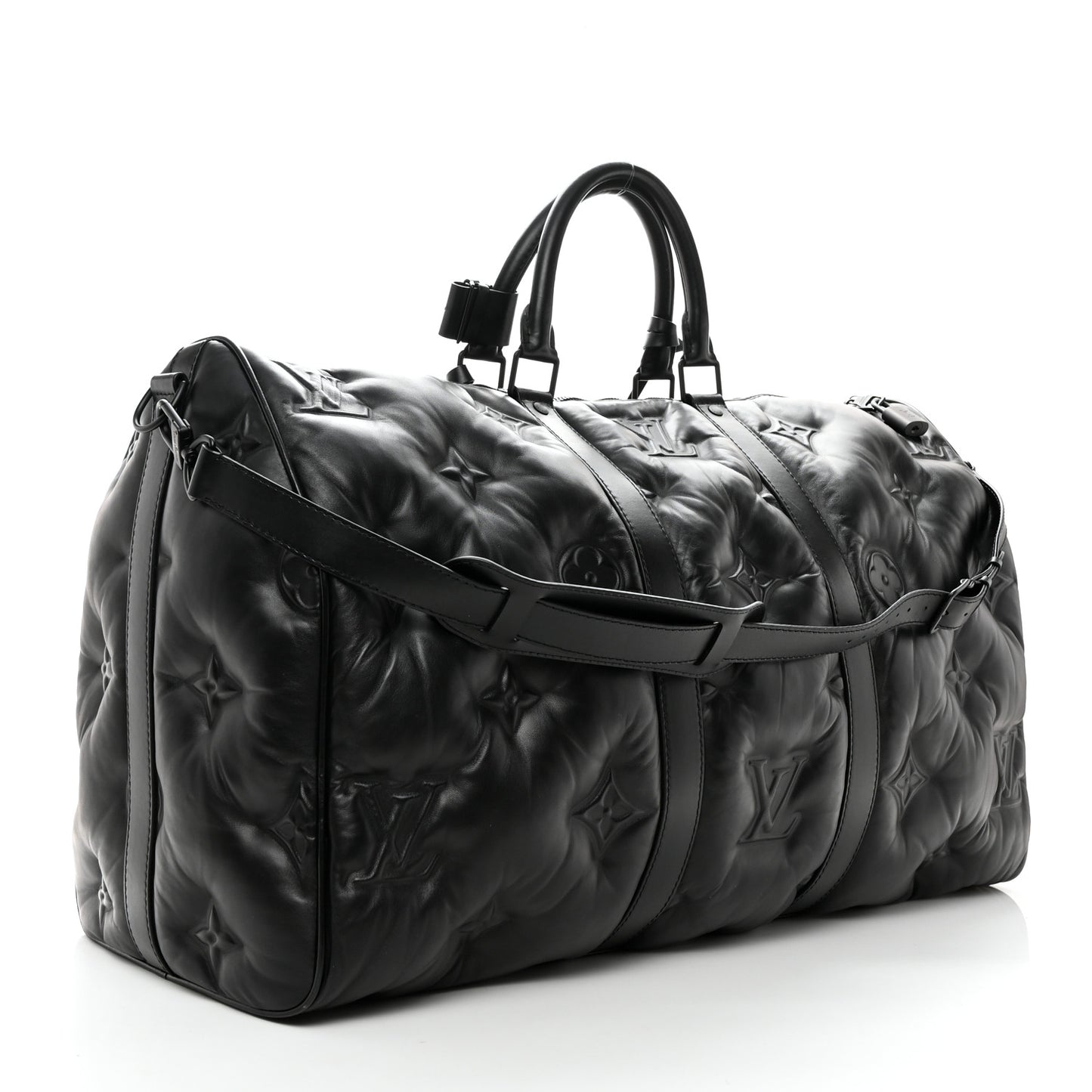 Lambskin Monogram Keepall Puffer XL Bandouliere 75 Black