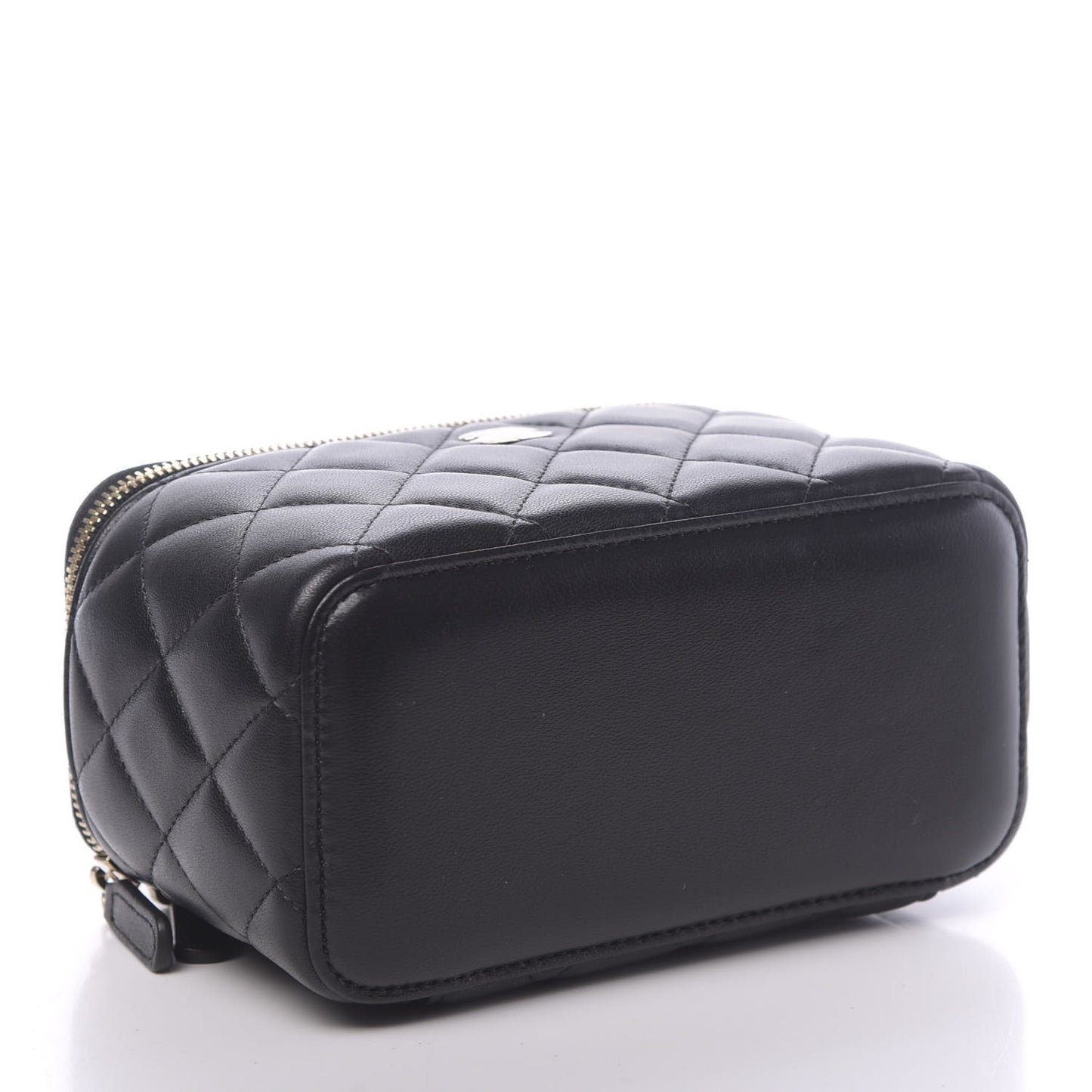 Lambskin Quilted Small Vanity Case With Chain Black