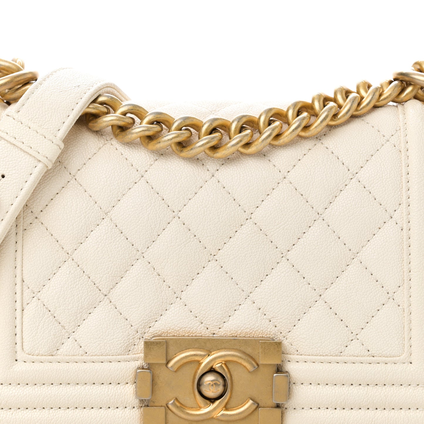 Caviar Quilted Small Boy Flap White