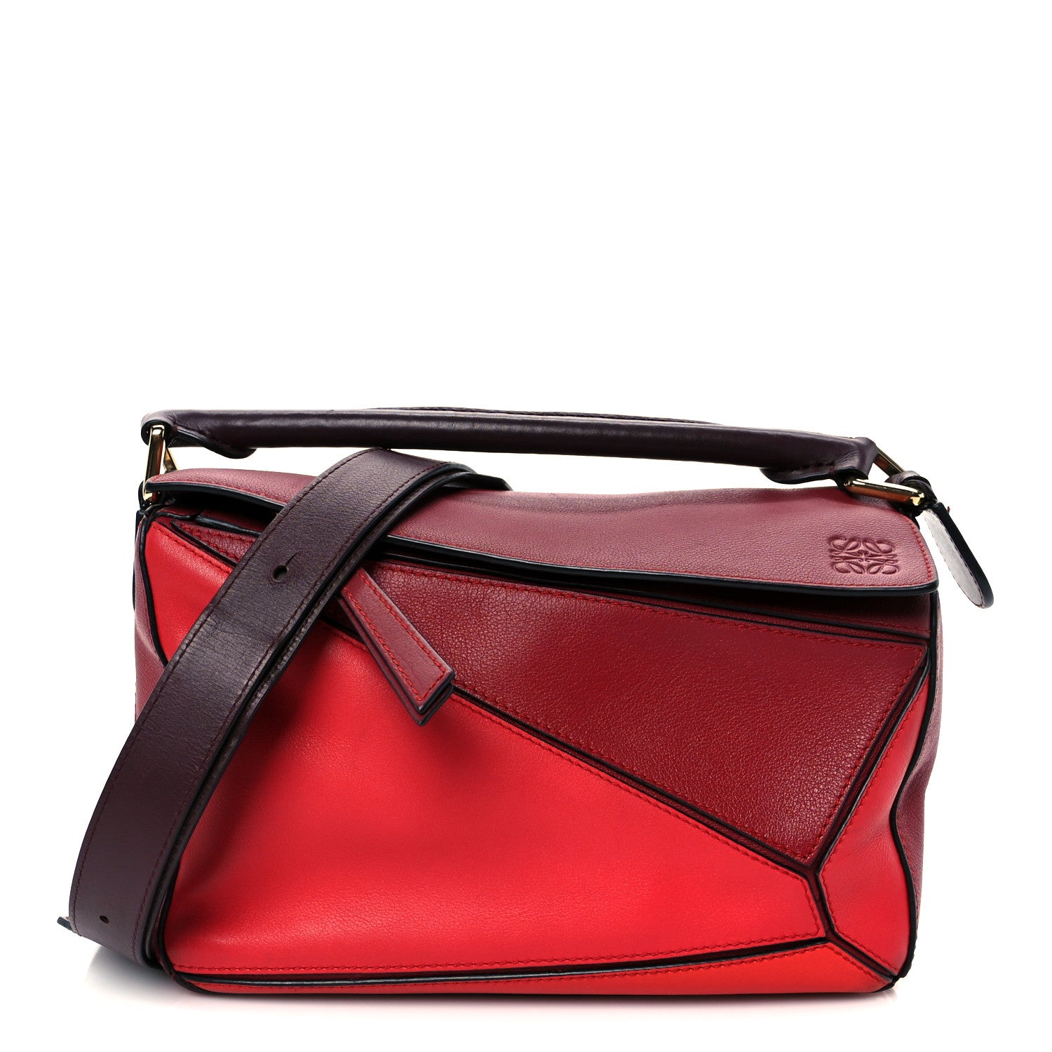 Loewe Calfskin Colorblock Small Puzzle Bag Red 1784309 – FASHIONPHILE