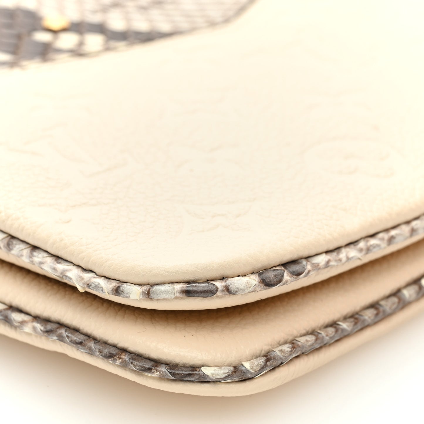 LOUIS VUITTON Empreinte Snakeskin Double Zip Pochette Creme