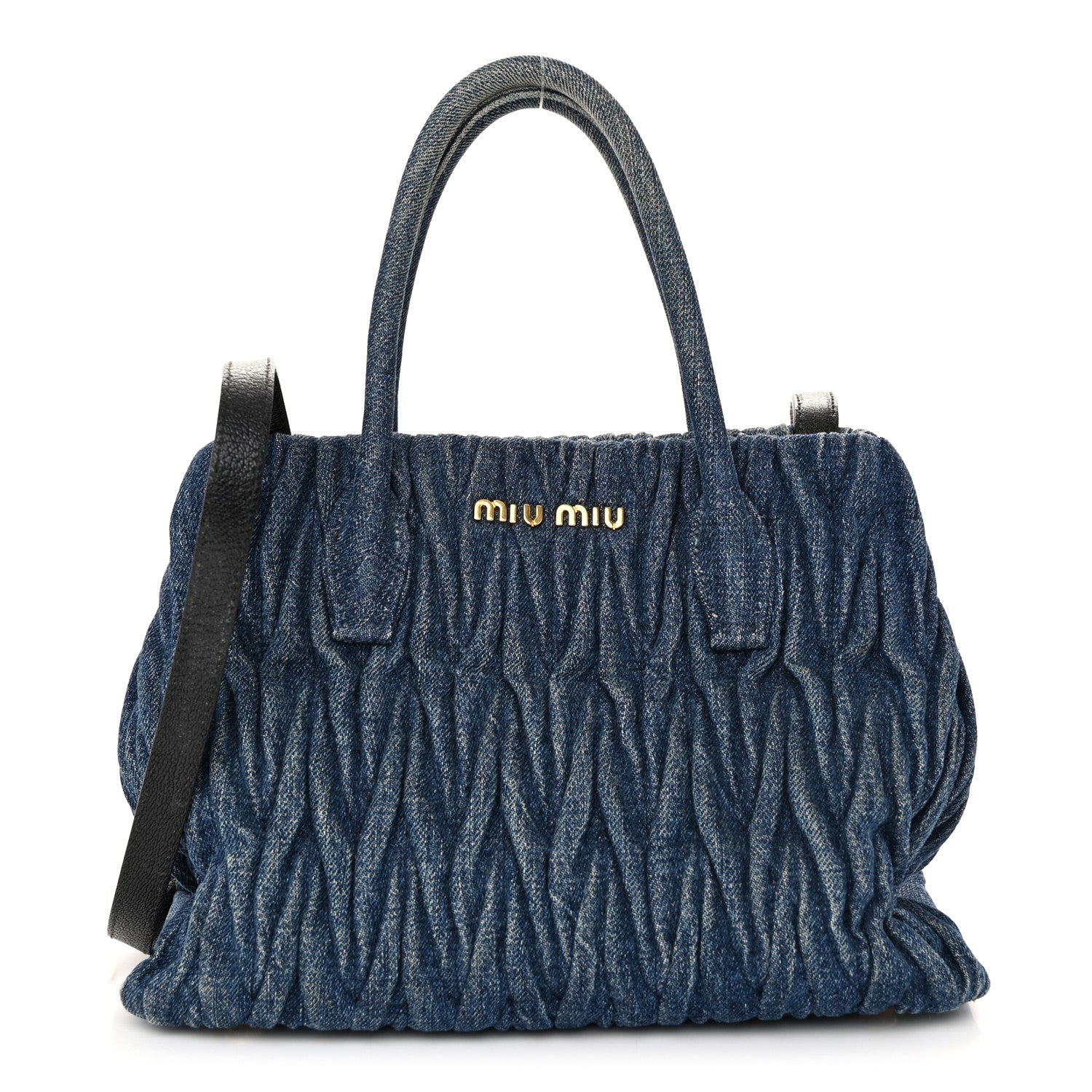 Miu Miu Denim Matelasse Small Tote Blue 1580010 – FASHIONPHILE