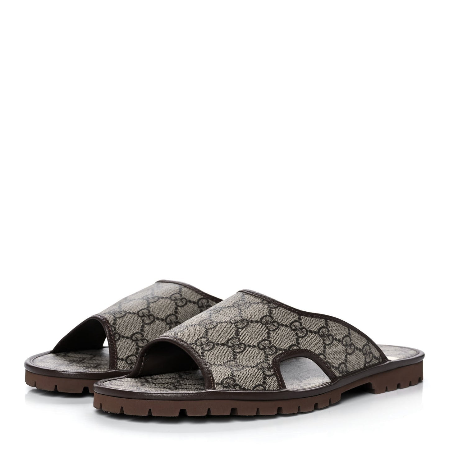 GG Supreme Monogram Granada Kid Mens Lug Sole Slide Sandals 9 Beige New Acero