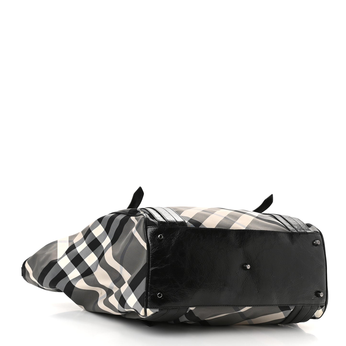 Patent Trim Smoked Check Tote Black