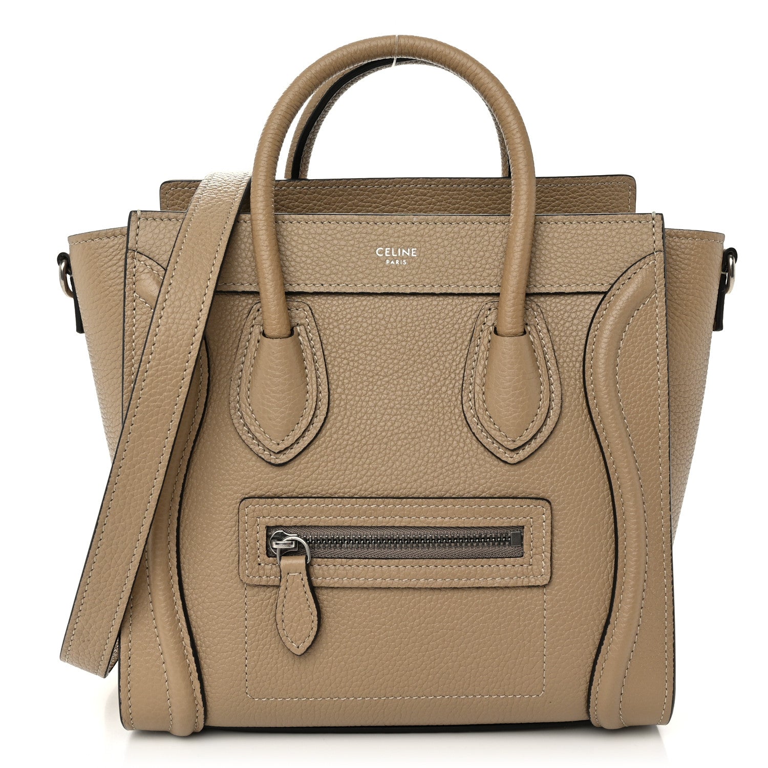 Celine Drummed Calfskin Nano Luggage Dune 1 of 11