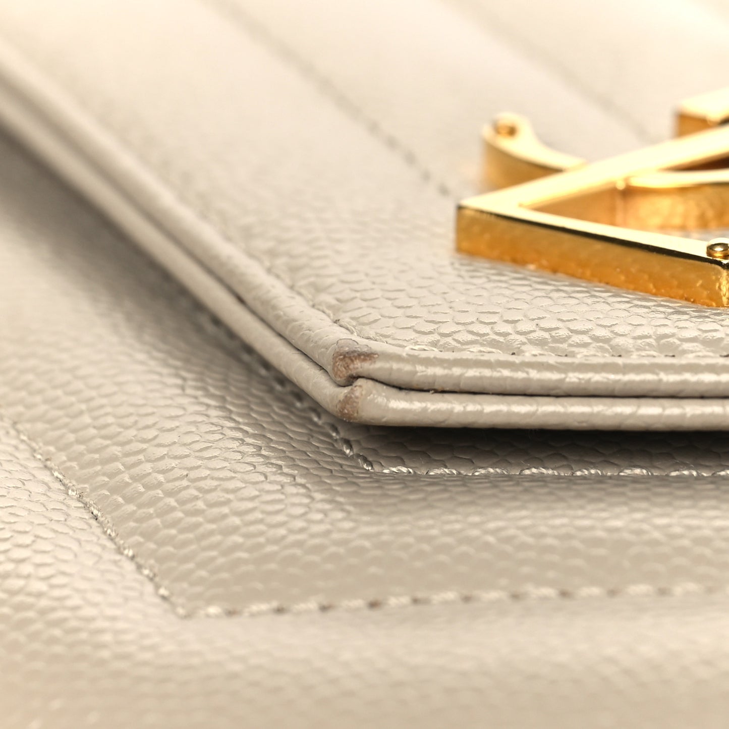 Grain De Poudre Matelasse Chevron Monogram Chain Wallet Sea Salt