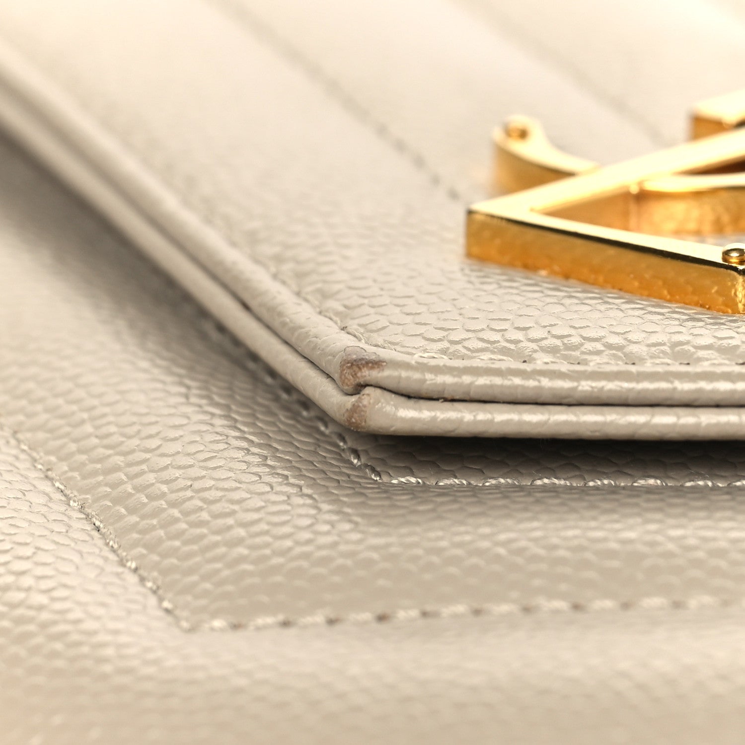 Saint Laurent Grain De Poudre Matelasse Chevron Monogram Chain Wallet Sea Salt 9 of 9