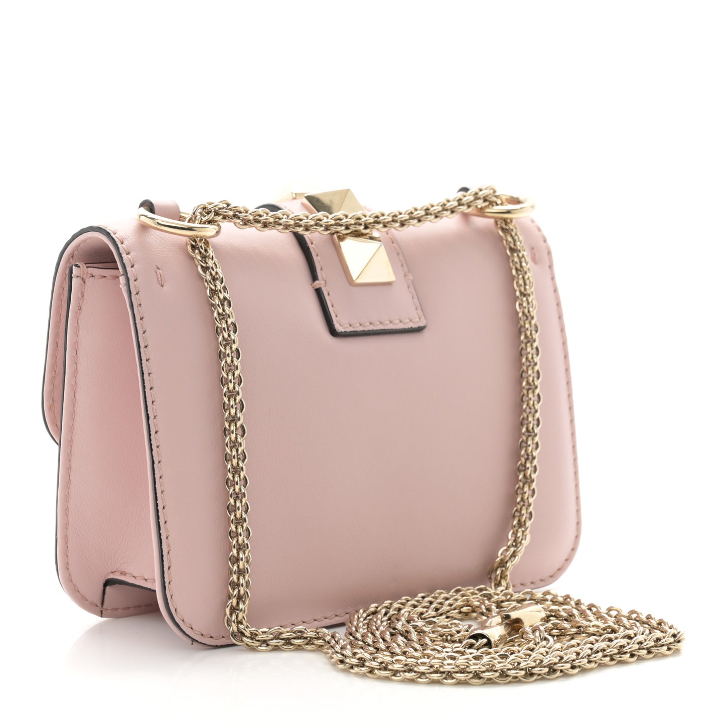 Vitello Small Glam Lock Rockstud Flap Poudre