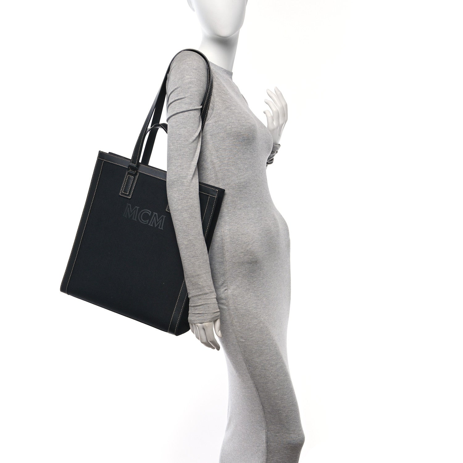 MCM Napacot Canvas Spanish Calfskin Medium Klassik Tote Black 2 of 17