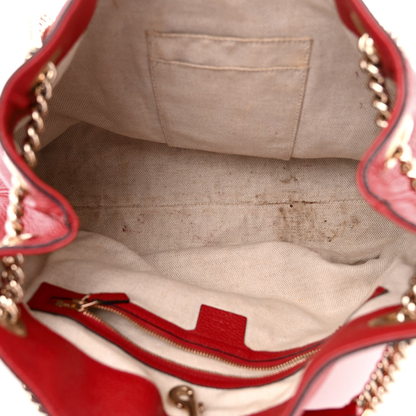 Pebbled Calfskin Medium Soho Chain Shoulder Bag Tabasco Red