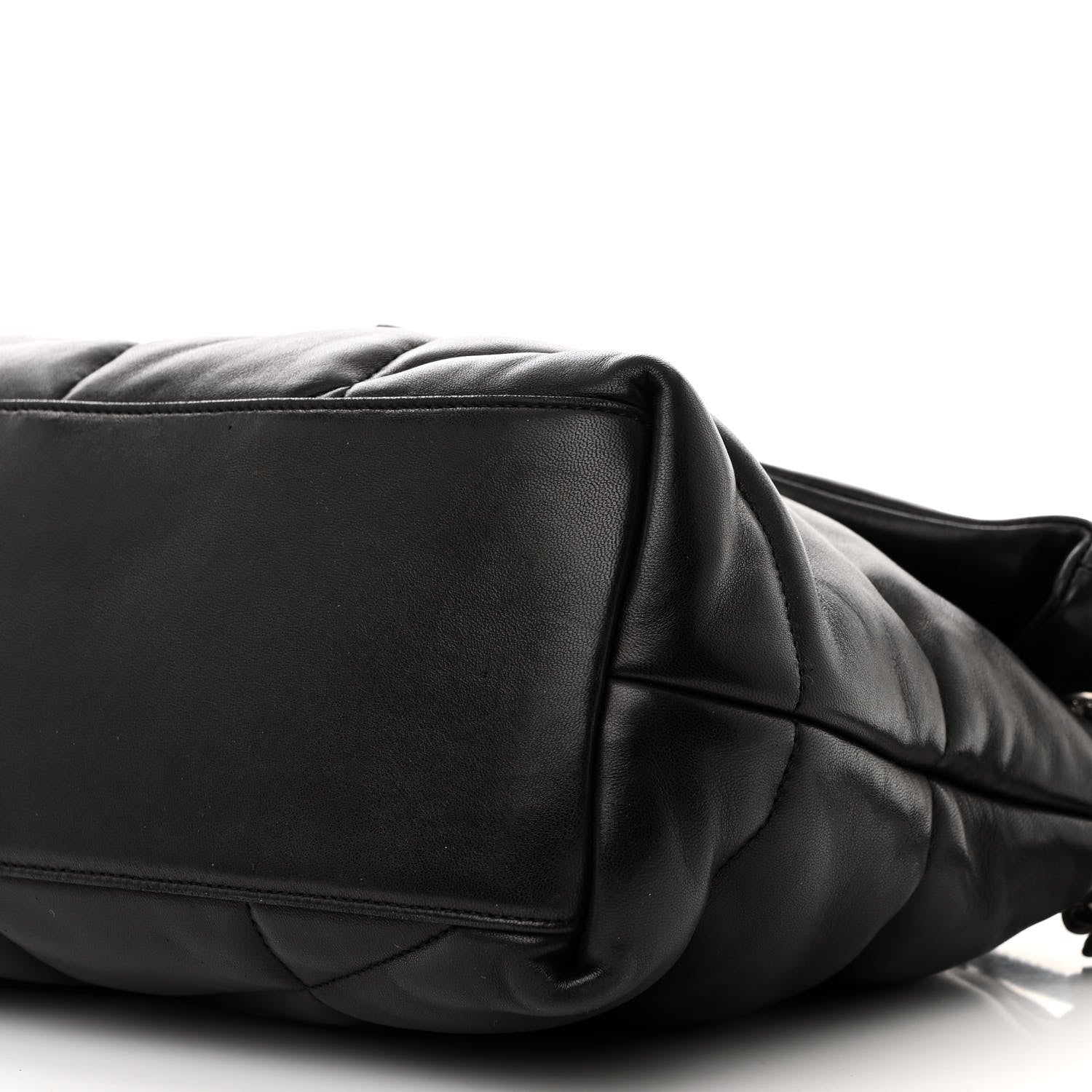 Saint Laurent Lambskin Quilted Medium Loulou Puffer Monogram Chain Satchel Black 11 of 13