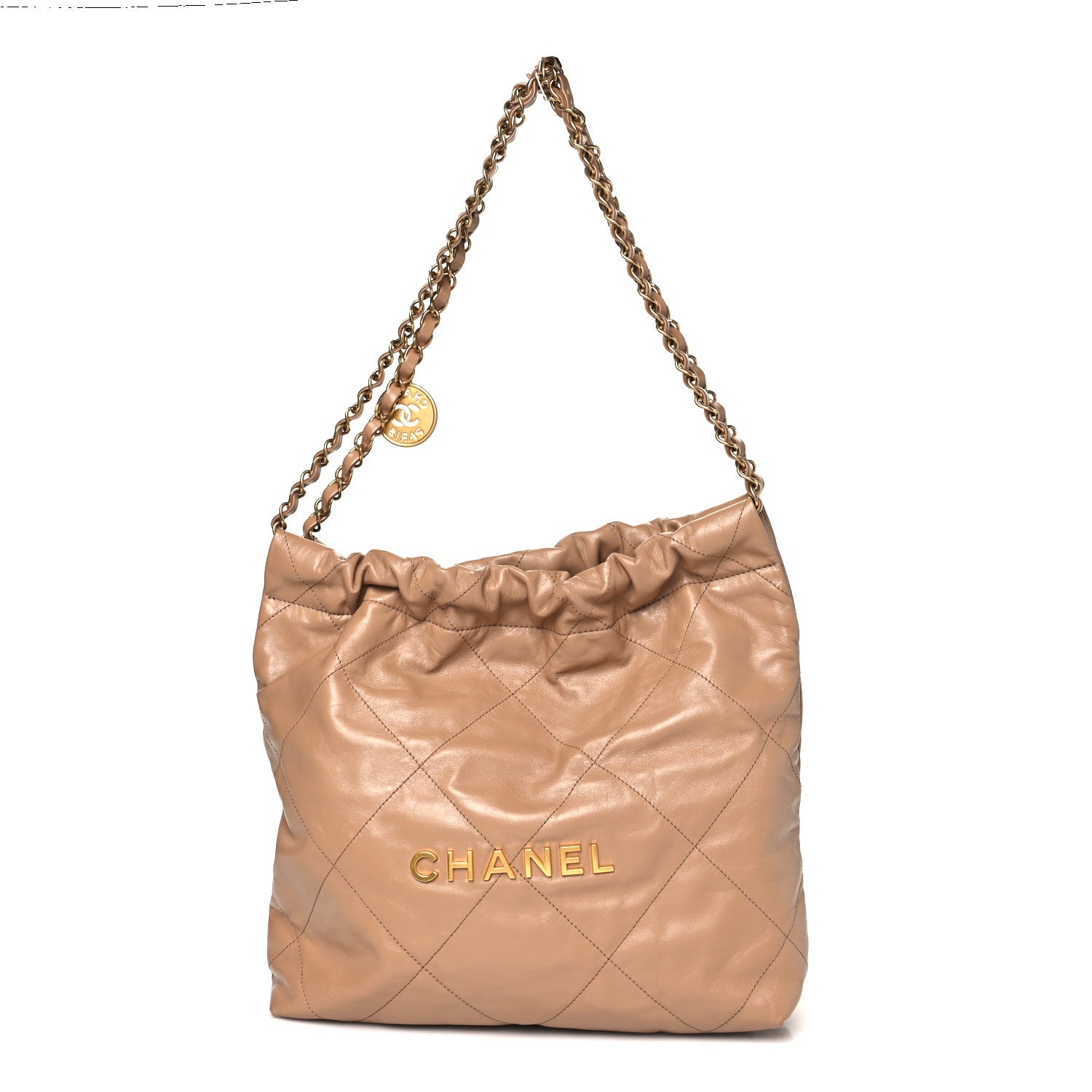 Chanel Shiny Calfskin Quilted Small Chanel 22 Beige 1774761