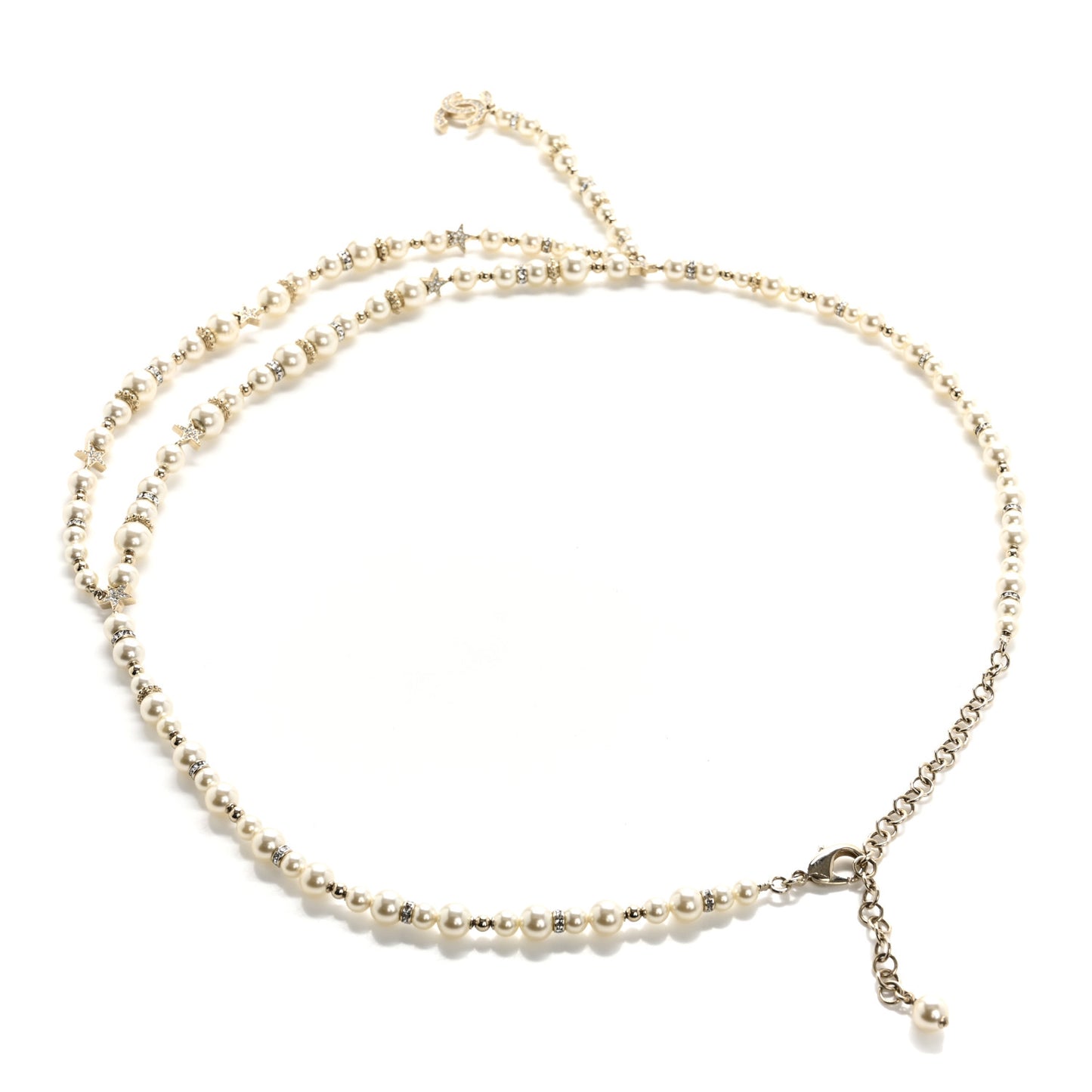 Pearl Crystal CC Star Belt Gold Pearly White