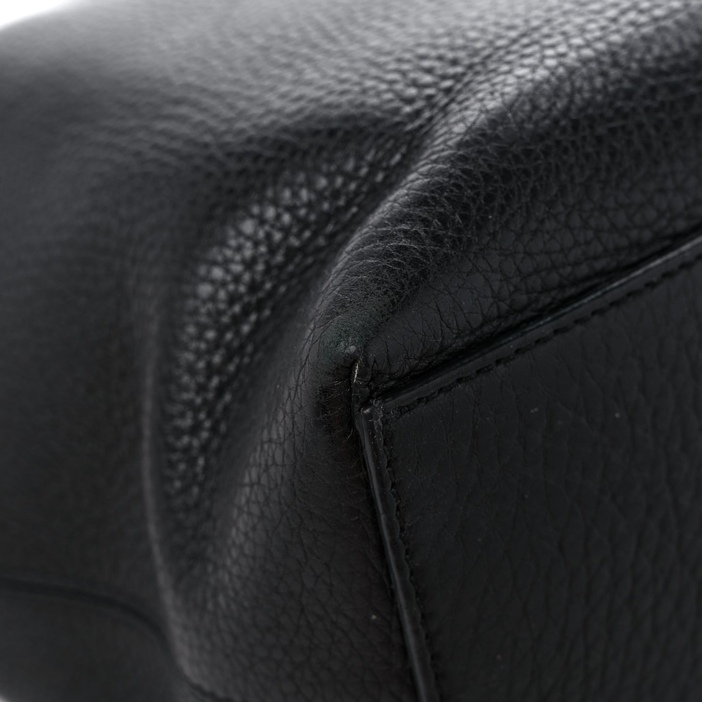 Grained Calfskin Rockstud Shoulder Tote Black