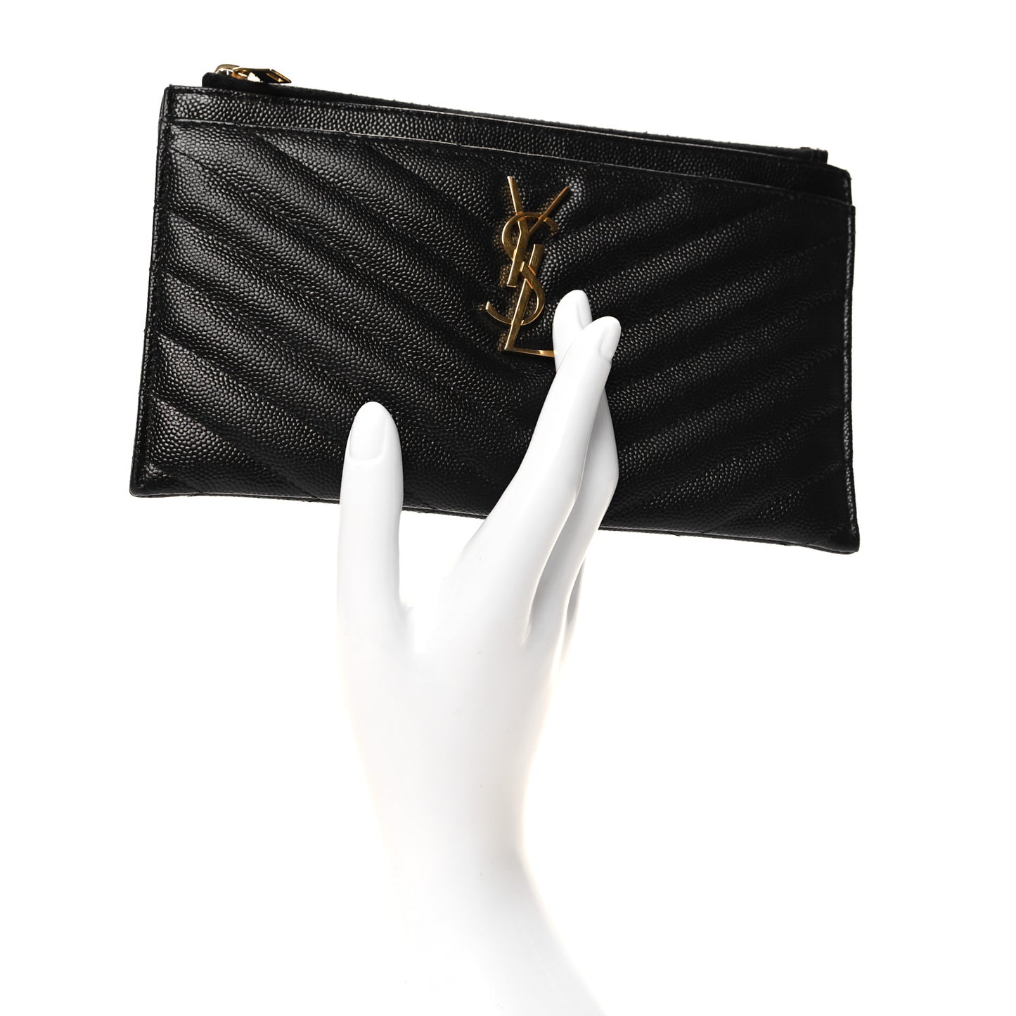 Grain De Poudre Chevron Monogram Bill Pouch Black