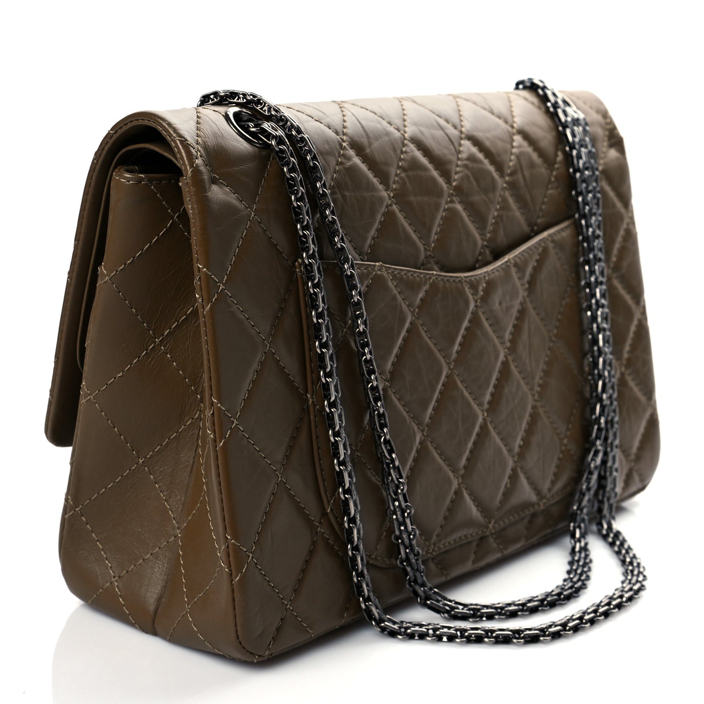 Aged Calfskin Quilted 2.55 Reissue 227 Flap Dark Brown