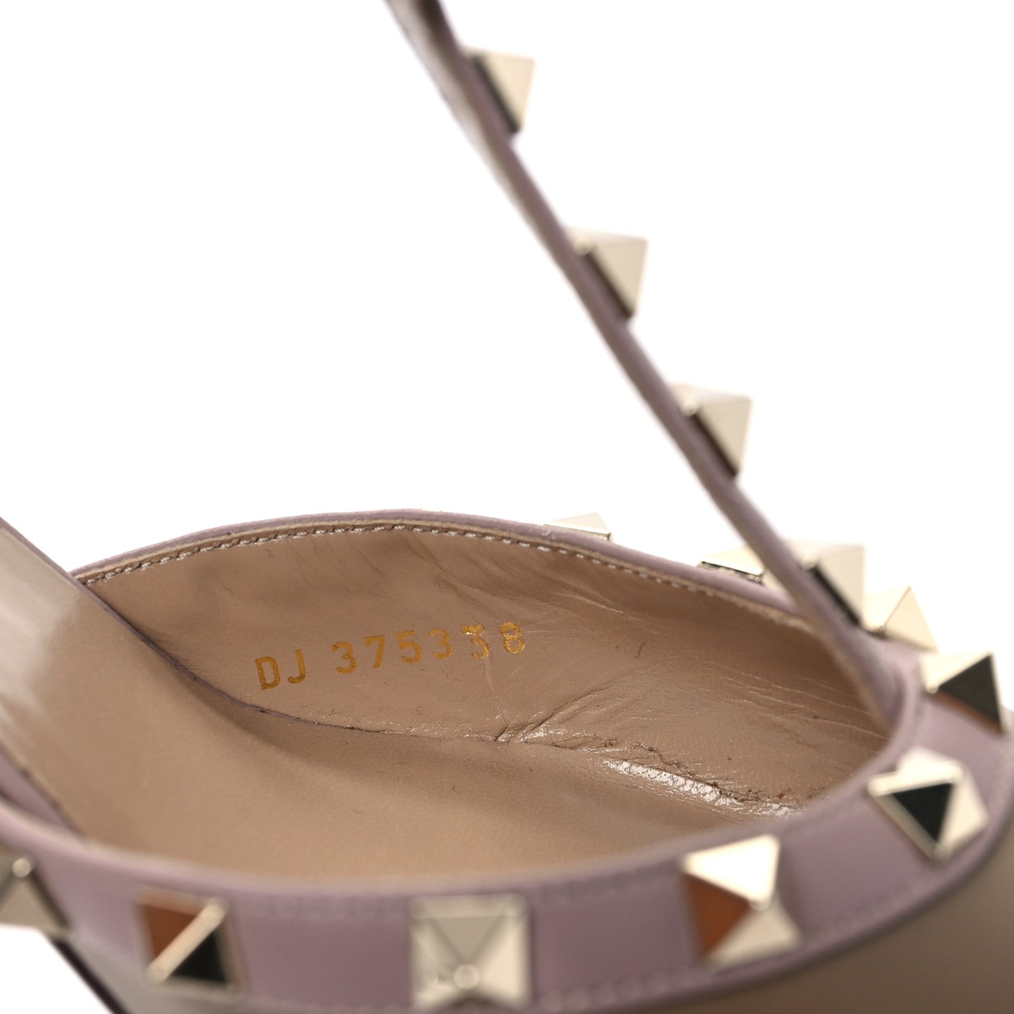 Calfskin Nappa Rockstud Ankle Strap 65mm Pumps 38 Alpaca Poudre