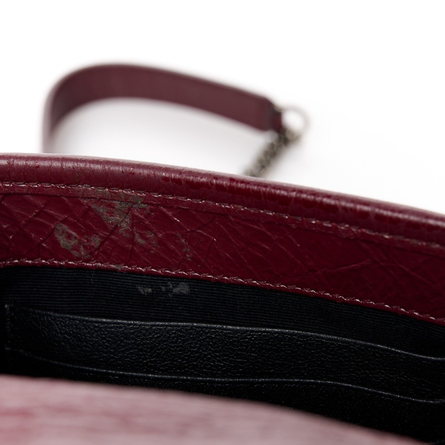 Saint Laurent Crinkled Calfskin Matelasse Monogram Niki Chain Wallet Dark Legion Red 11 of 11