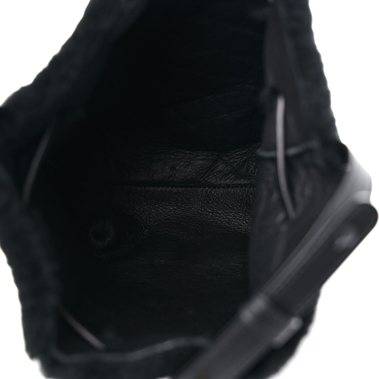 Shearling Mini Bucket Bag Black